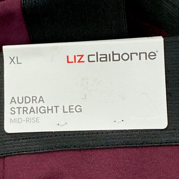 Liz Claiborne Women's Audra Wine Straight Leg Pull-on Stretch Pants Size XL NWT - Picture 5 of 11